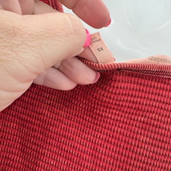 Soft Surroundings Women's Waffle Knit Patchwork Thermal Cuff Top Red XS Boho - Picture 11 of 13